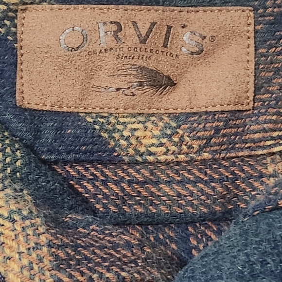 Orvis Mens Big Bear Heavy Flannel Shirt Jacket Blue Plaid XXL Shacket - Picture 5 of 12